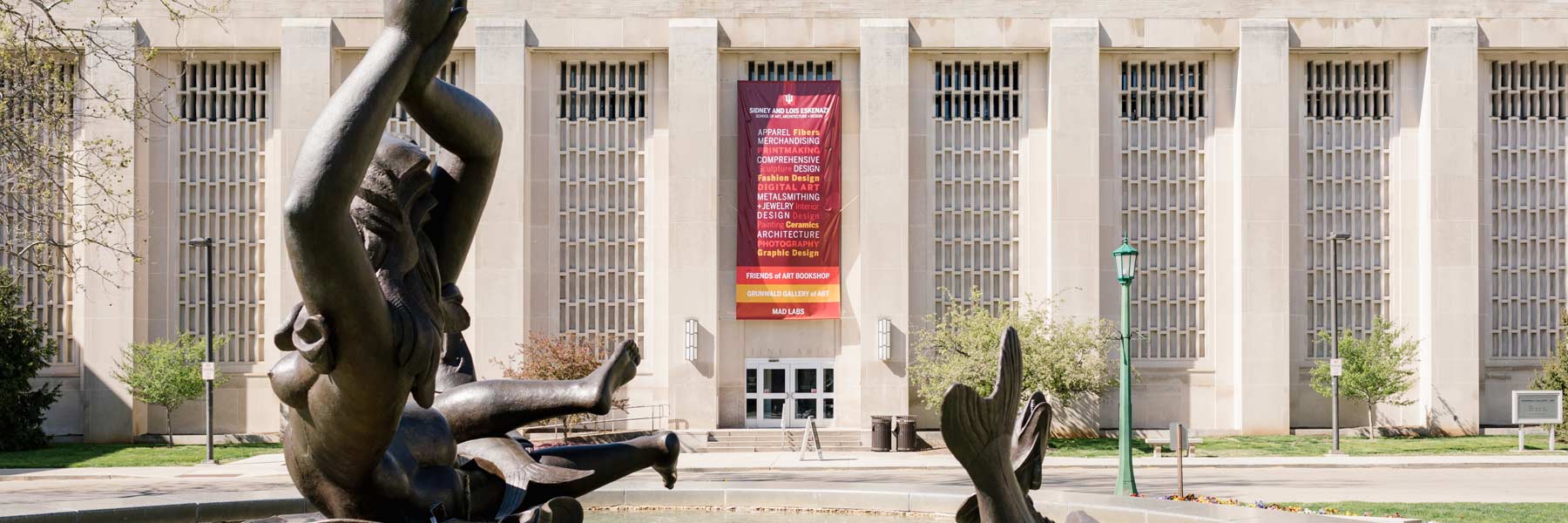 A photo of the exterior of the fine arts building.