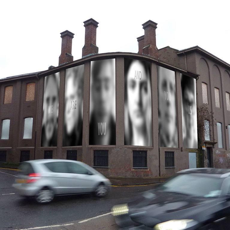 Blurred images of people on a building!